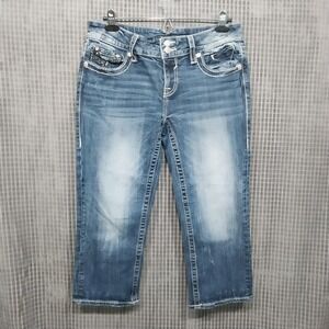 Vigoss Capri Jeans Womens Embellished Flap Pocket Size 9/10 Blue